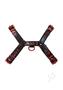 Rouge Leather Over The Head Harness Black With Red Accessories - Medium